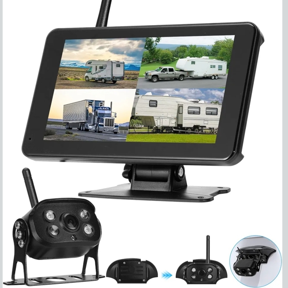 Wireless Backup Camera System with Black Monitor